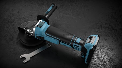 EosFlex - Vue Meuleuse bleue - Fond noir