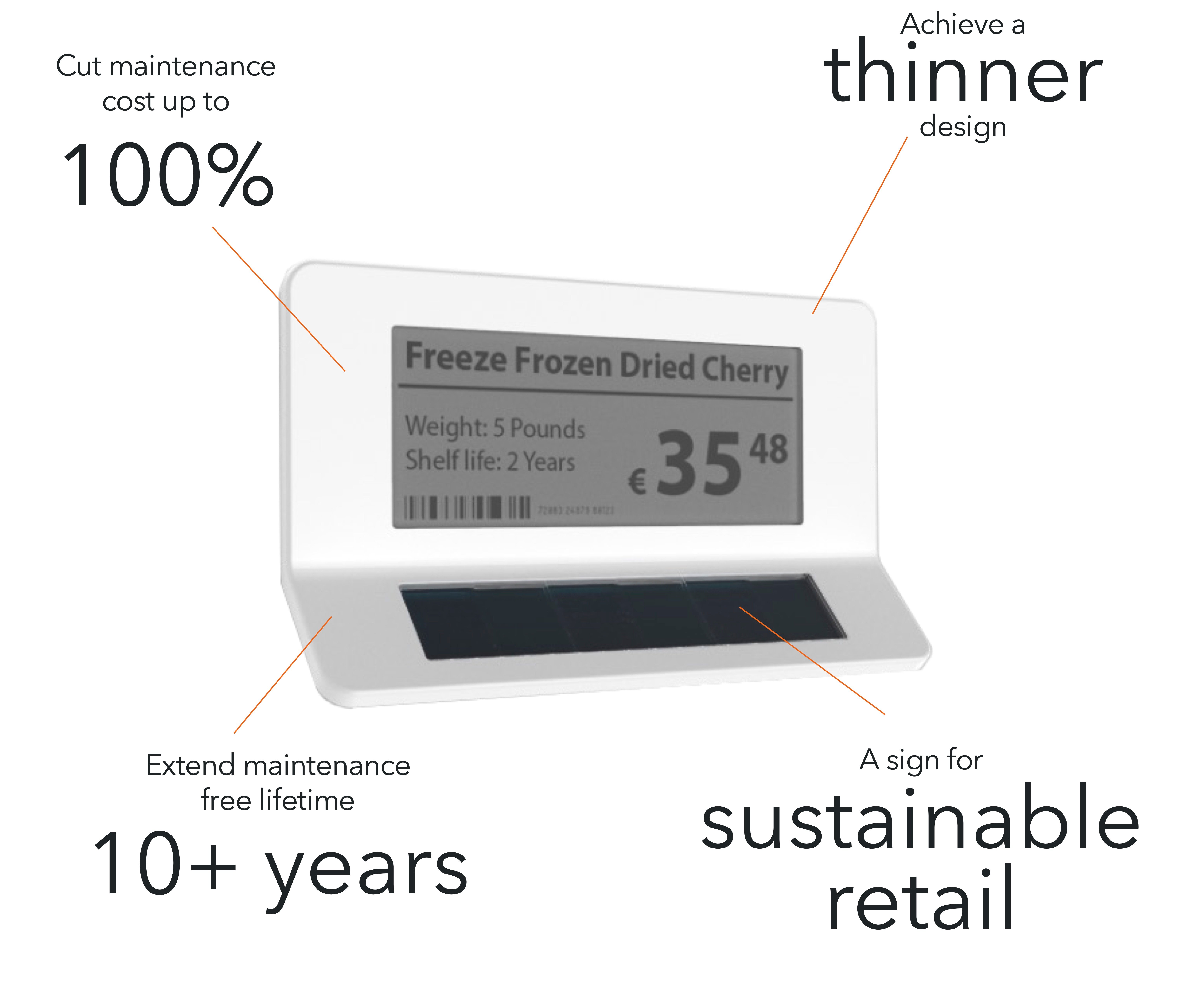 Electronic Shelf Label with Epishine's solar cell Electronic Shelf Label with Epishine's solar cell