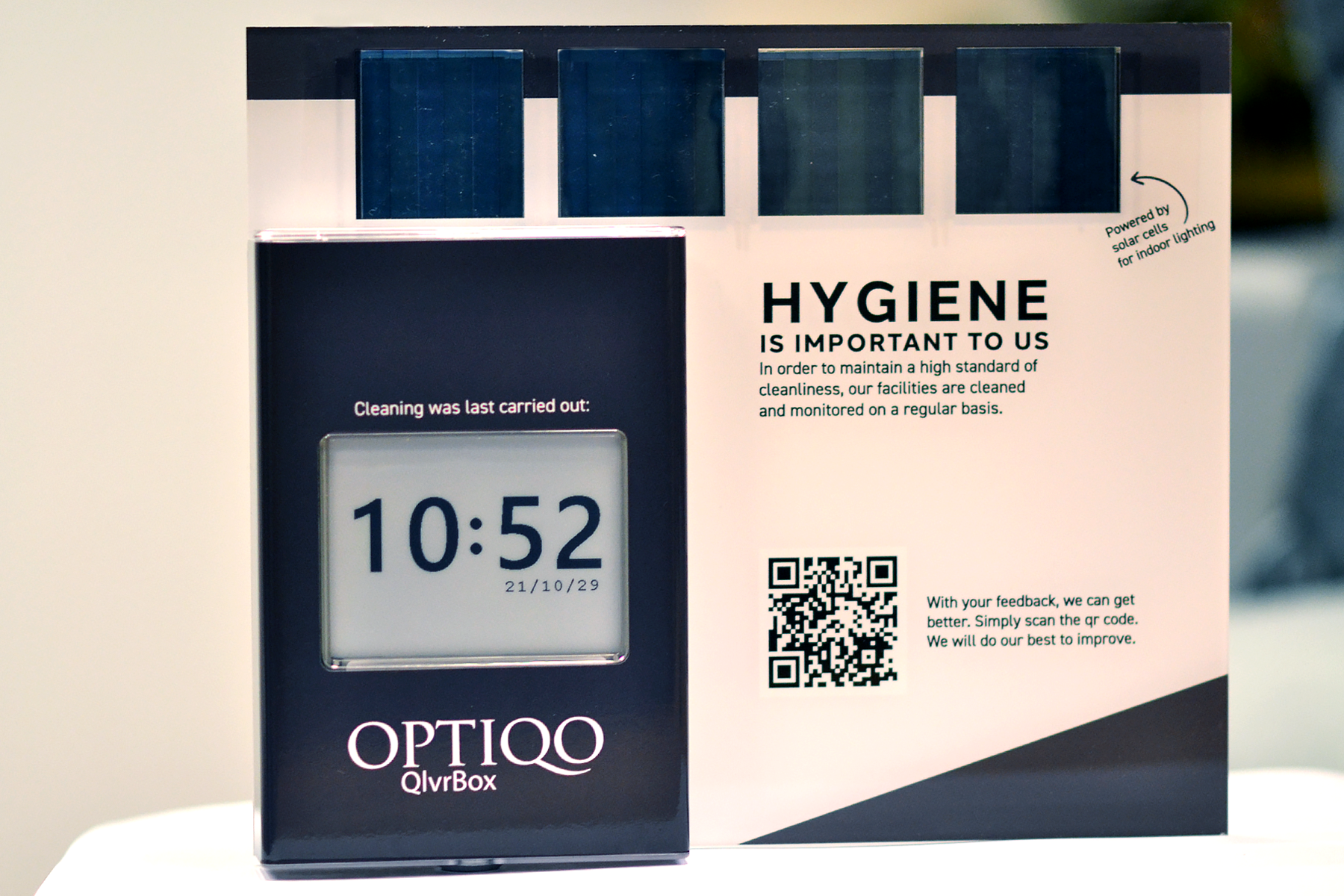 Optiqo’s QlvrBox extended with Epishine's organic solar cells optimised to harvest indoor lighting.